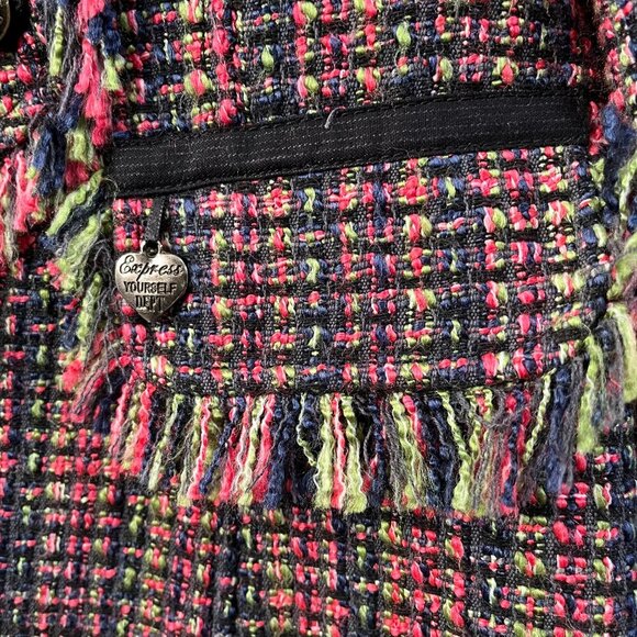 DEPT BV Tweed Women's Blazer Navy Pink Military Size Small‎ - Picture 5 of 10